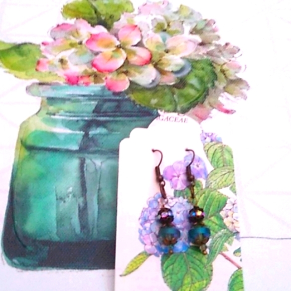 Handmade multicolored bead earrings - Picture 2 of 3